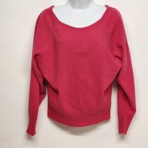 Topography Hot Pink V-Neck Wool Blend Women’s Med Sweater Long Cap Sleeve Italy